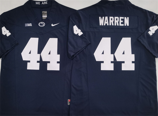 Men's Navy Penn State Nittany Lions #44 Davis Warren 2024 F.U.S.E. With Name Stitched Jersey